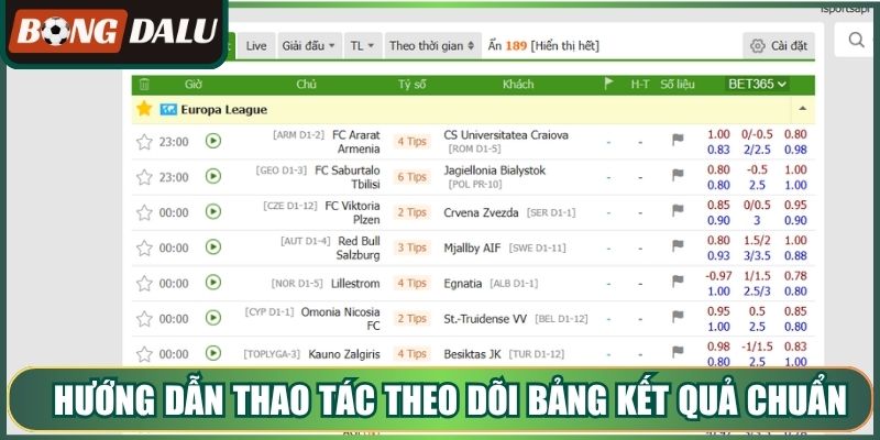 Hướng dẫn thao tác theo dõi bảng kết quả chuẩn